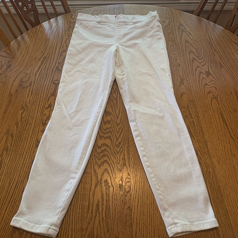 Spanx White Shaping High Waist Pull On Jeans Jeggings  XL READ